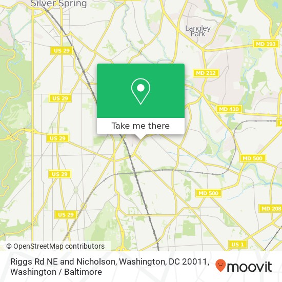 Riggs Rd NE and Nicholson, Washington, DC 20011 map