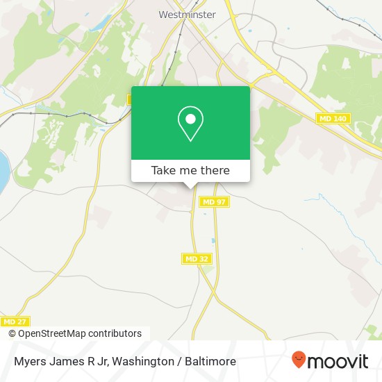 Mapa de Myers James R Jr, 21 Washington Ln Westminster, MD 21157