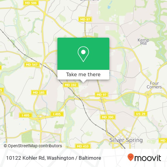 Mapa de 10122 Kohler Rd, Silver Spring, MD 20902