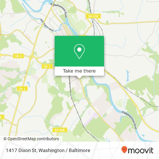 Mapa de 1417 Dixon St, Fredericksburg, VA 22401