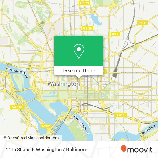 11th St and F, Washington, DC 20001 map