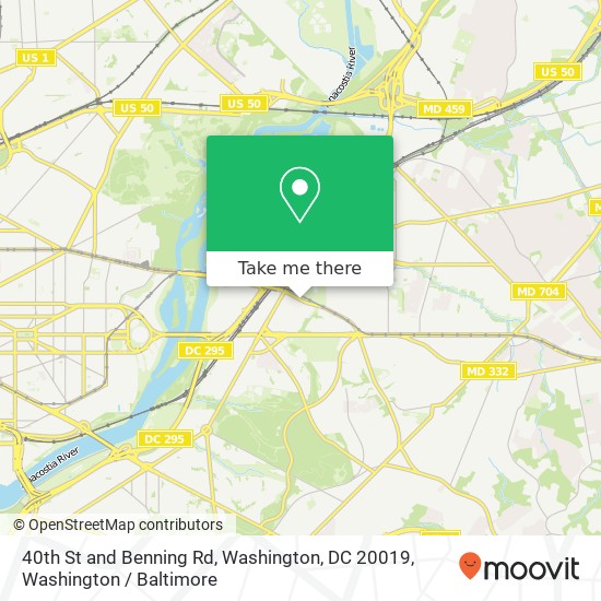 Mapa de 40th St and Benning Rd, Washington, DC 20019