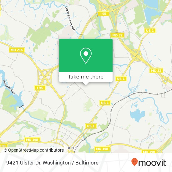 Mapa de 9421 Ulster Dr, Laurel, MD 20723