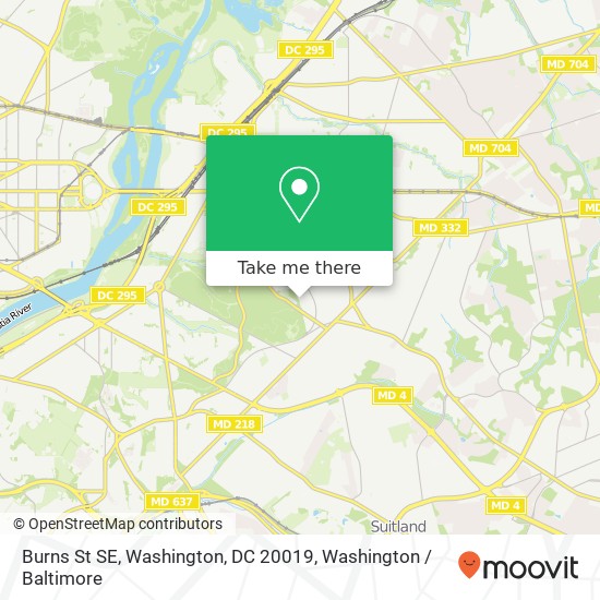 Mapa de Burns St SE, Washington, DC 20019