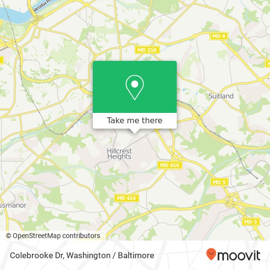 Mapa de Colebrooke Dr, Temple Hills, MD 20748