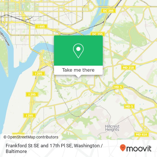 Frankford St SE and 17th Pl SE, Washington, DC 20020 map