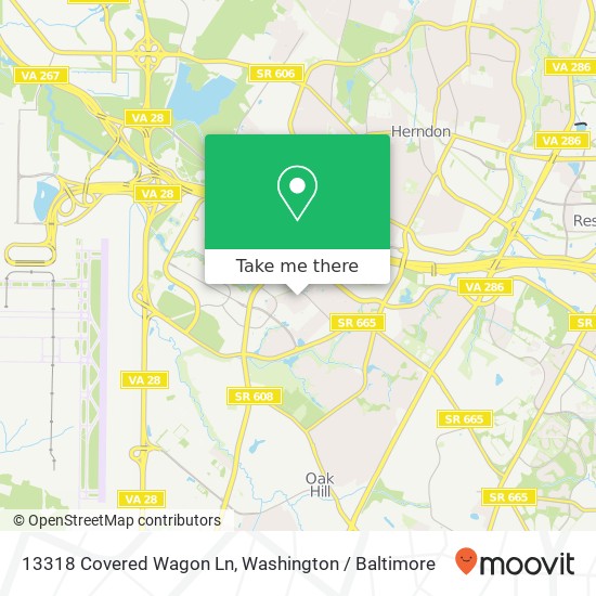 Mapa de 13318 Covered Wagon Ln, Herndon, VA 20171