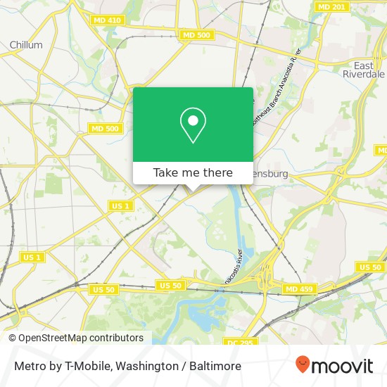 Mapa de Metro by T-Mobile, 3818 Bladensburg Rd