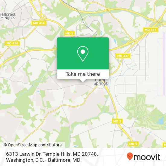 Mapa de 6313 Larwin Dr, Temple Hills, MD 20748