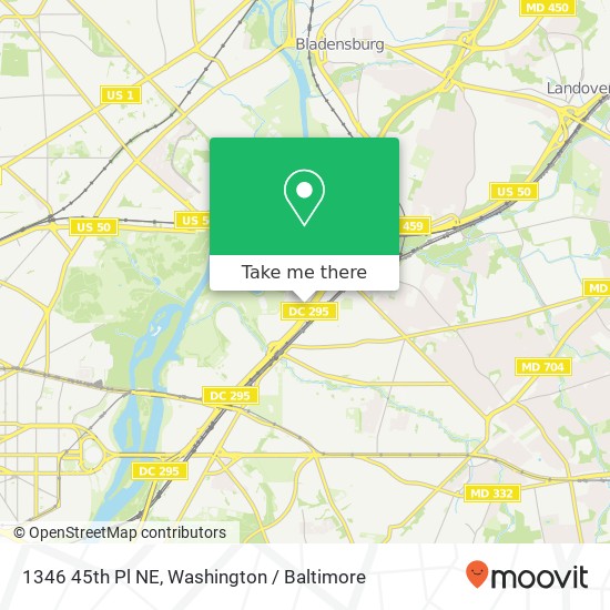 Mapa de 1346 45th Pl NE, Washington, DC 20019