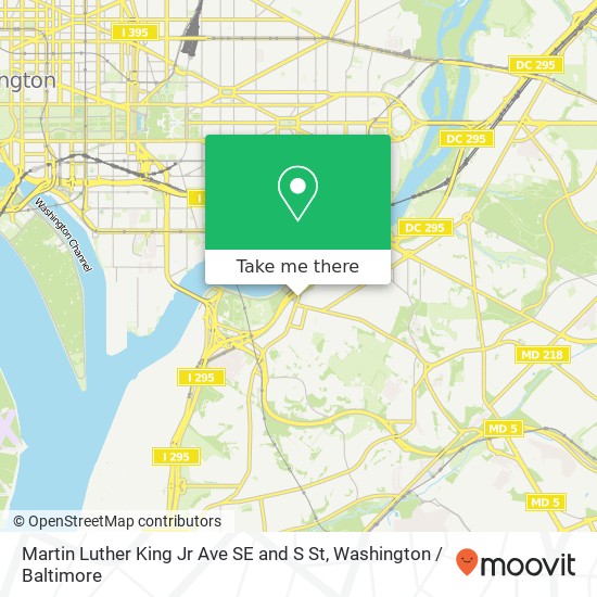 Mapa de Martin Luther King Jr Ave SE and S St, Washington, DC 20020