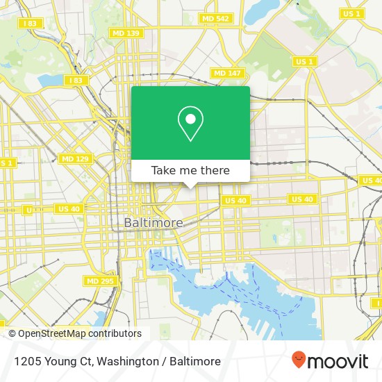 Mapa de 1205 Young Ct, Baltimore, MD 21202