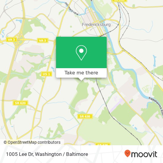 Mapa de 1005 Lee Dr, Fredericksburg, VA 22401