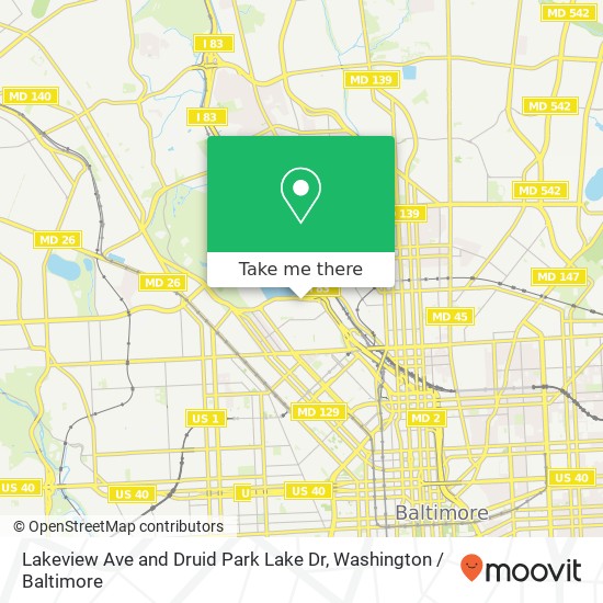 Lakeview Ave and Druid Park Lake Dr, Baltimore, MD 21217 map