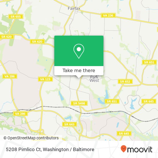 Mapa de 5208 Pimlico Ct, Fairfax, VA 22032