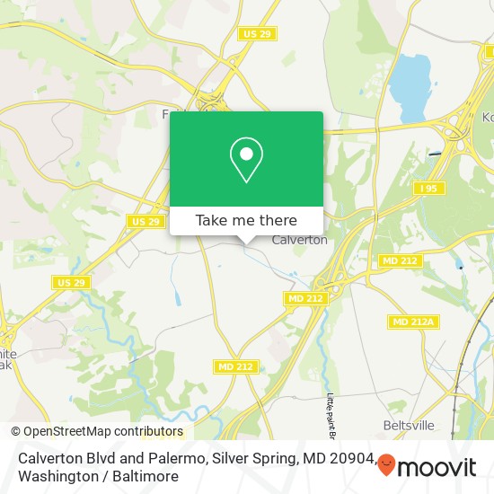 Calverton Blvd and Palermo, Silver Spring, MD 20904 map