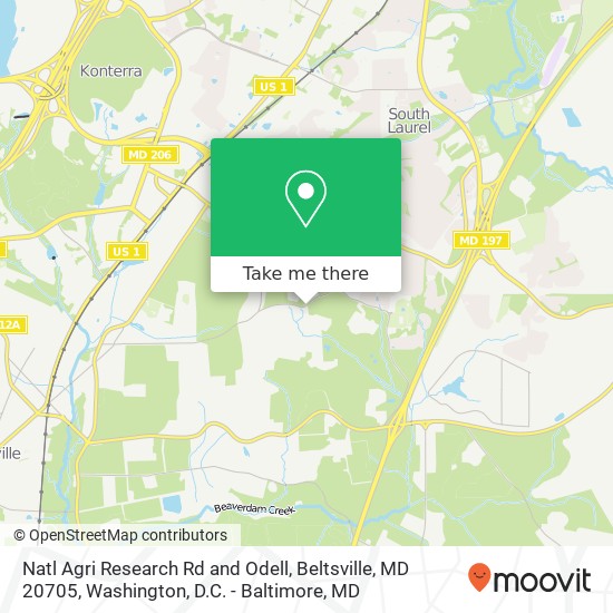 Mapa de Natl Agri Research Rd and Odell, Beltsville, MD 20705