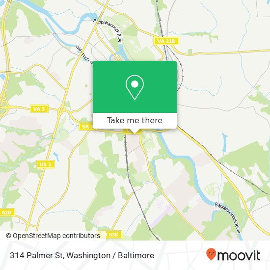 Mapa de 314 Palmer St, Fredericksburg, VA 22401