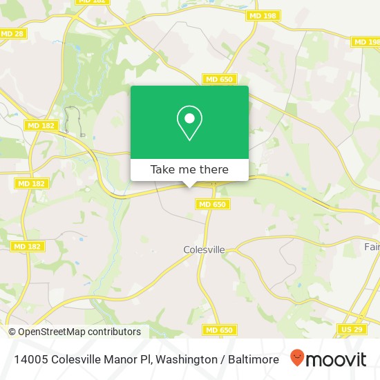 Mapa de 14005 Colesville Manor Pl, Silver Spring, MD 20904