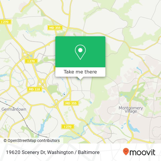 Mapa de 19620 Scenery Dr, Germantown, MD 20876