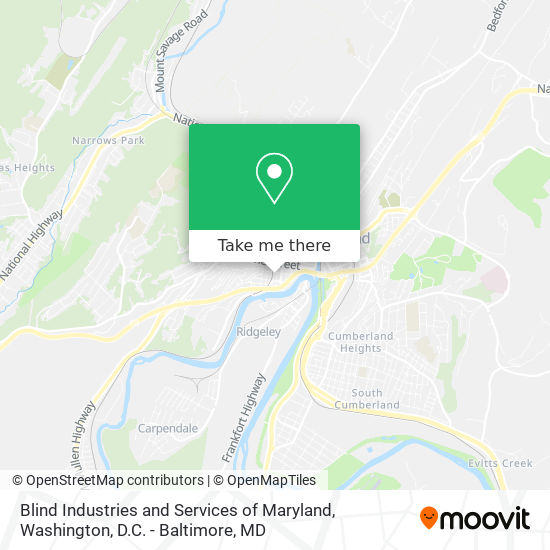 Blind Industries and Services of Maryland map