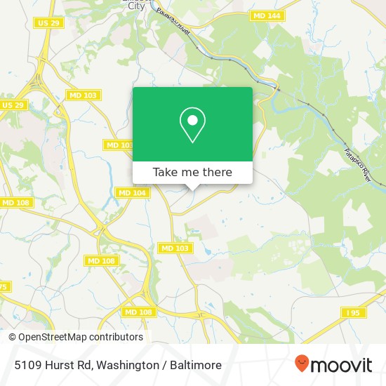 Mapa de 5109 Hurst Rd, Ellicott City, MD 21043