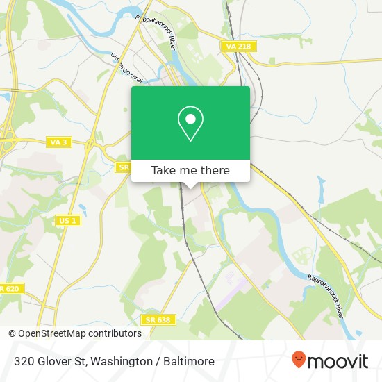Mapa de 320 Glover St, Fredericksburg, VA 22401