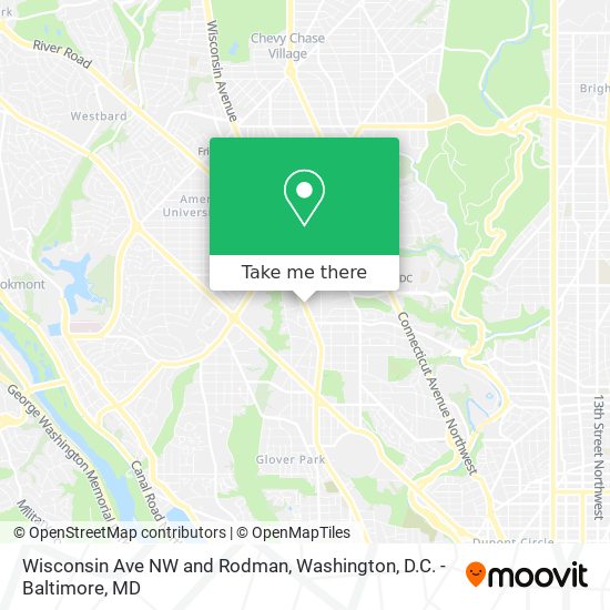 Wisconsin Ave NW and Rodman map