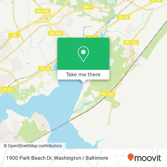 Mapa de 1900 Park Beach Dr, Aberdeen, MD 21001