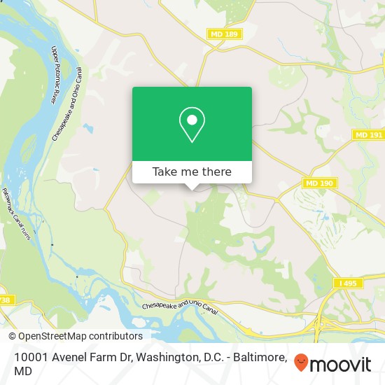 Mapa de 10001 Avenel Farm Dr, Potomac, MD 20854