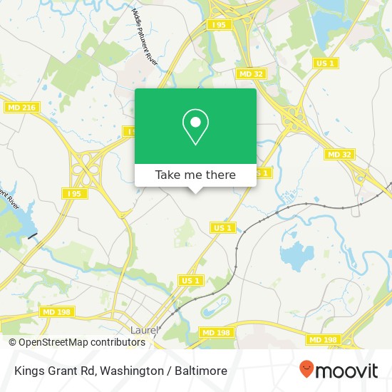 Mapa de Kings Grant Rd, Laurel, MD 20723