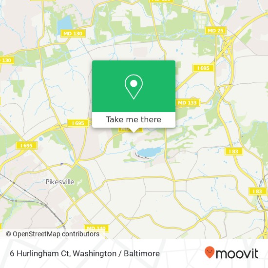 Mapa de 6 Hurlingham Ct, Pikesville, MD 21208