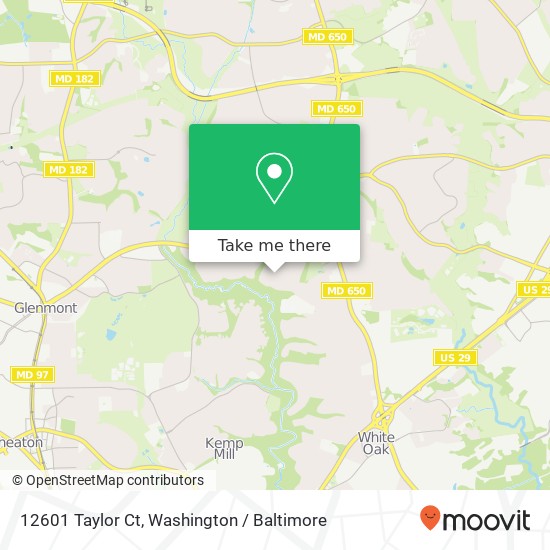 Mapa de 12601 Taylor Ct, Silver Spring, MD 20904