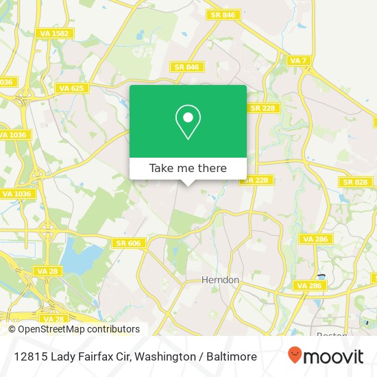 12815 Lady Fairfax Cir, Herndon, VA 20170 map