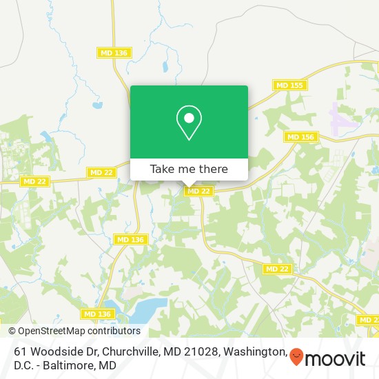 Mapa de 61 Woodside Dr, Churchville, MD 21028
