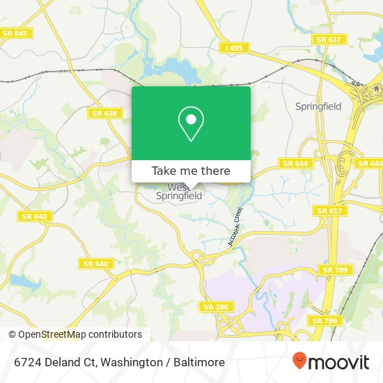 Mapa de 6724 Deland Ct, Springfield, VA 22152