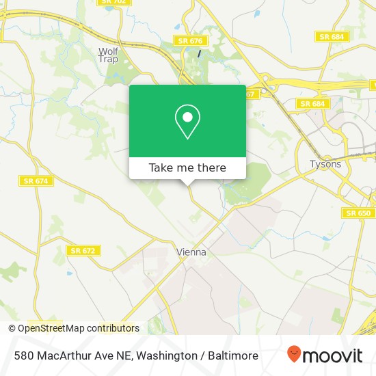 Mapa de 580 MacArthur Ave NE, Vienna, VA 22180