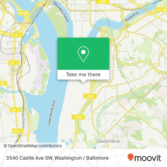 Mapa de 3540 Castle Ave SW, Washington, DC 20032