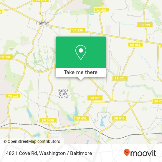 Mapa de 4821 Cove Rd, Fairfax, VA 22032