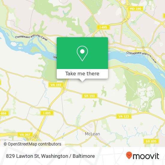 Mapa de 829 Lawton St, McLean, VA 22101