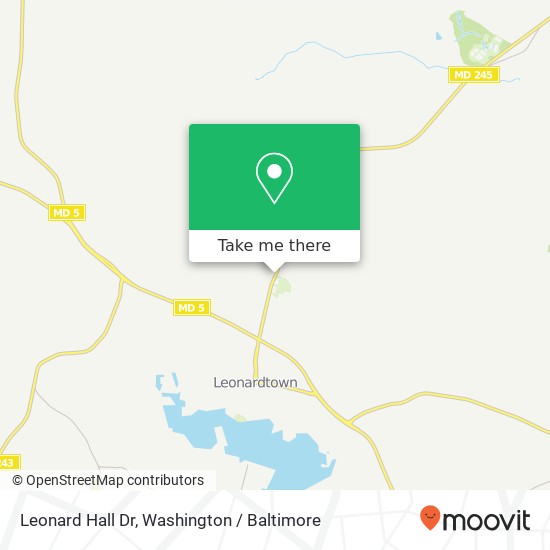 Mapa de Leonard Hall Dr, Leonardtown, MD 20650