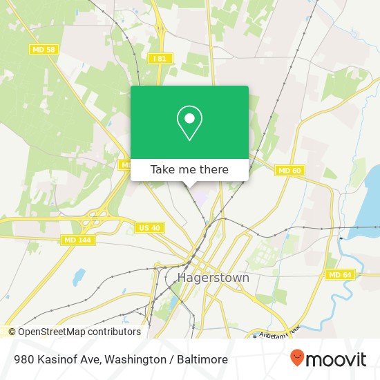 Mapa de 980 Kasinof Ave, Hagerstown, MD 21742