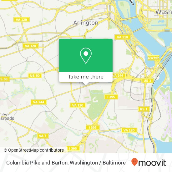 Mapa de Columbia Pike and Barton, Arlington, VA 22204