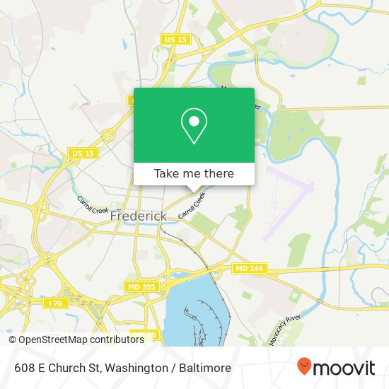Mapa de 608 E Church St, Frederick, MD 21701
