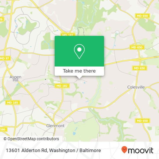 Mapa de 13601 Alderton Rd, Silver Spring, MD 20906