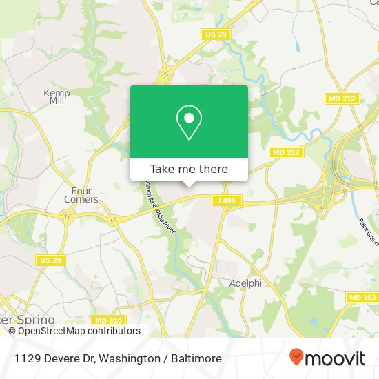 Mapa de 1129 Devere Dr, Silver Spring, MD 20903