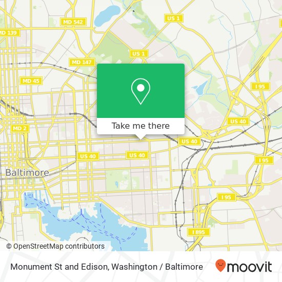 Monument St and Edison, Baltimore, MD 21205 map