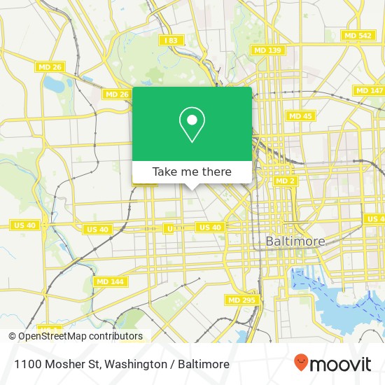 Mapa de 1100 Mosher St, Baltimore, MD 21217