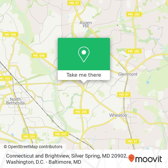 Mapa de Connecticut and Brightview, Silver Spring, MD 20902