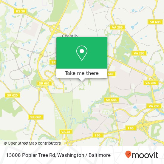 Mapa de 13808 Poplar Tree Rd, Chantilly, VA 20151